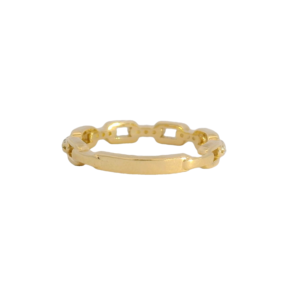 14kt Gold Link Ring with Diamonds