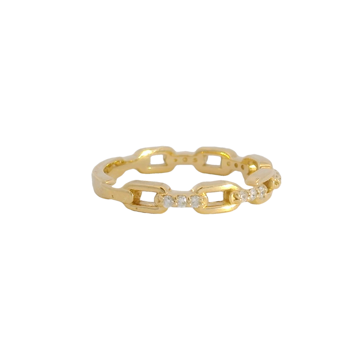 14kt Gold Link Ring with Diamonds