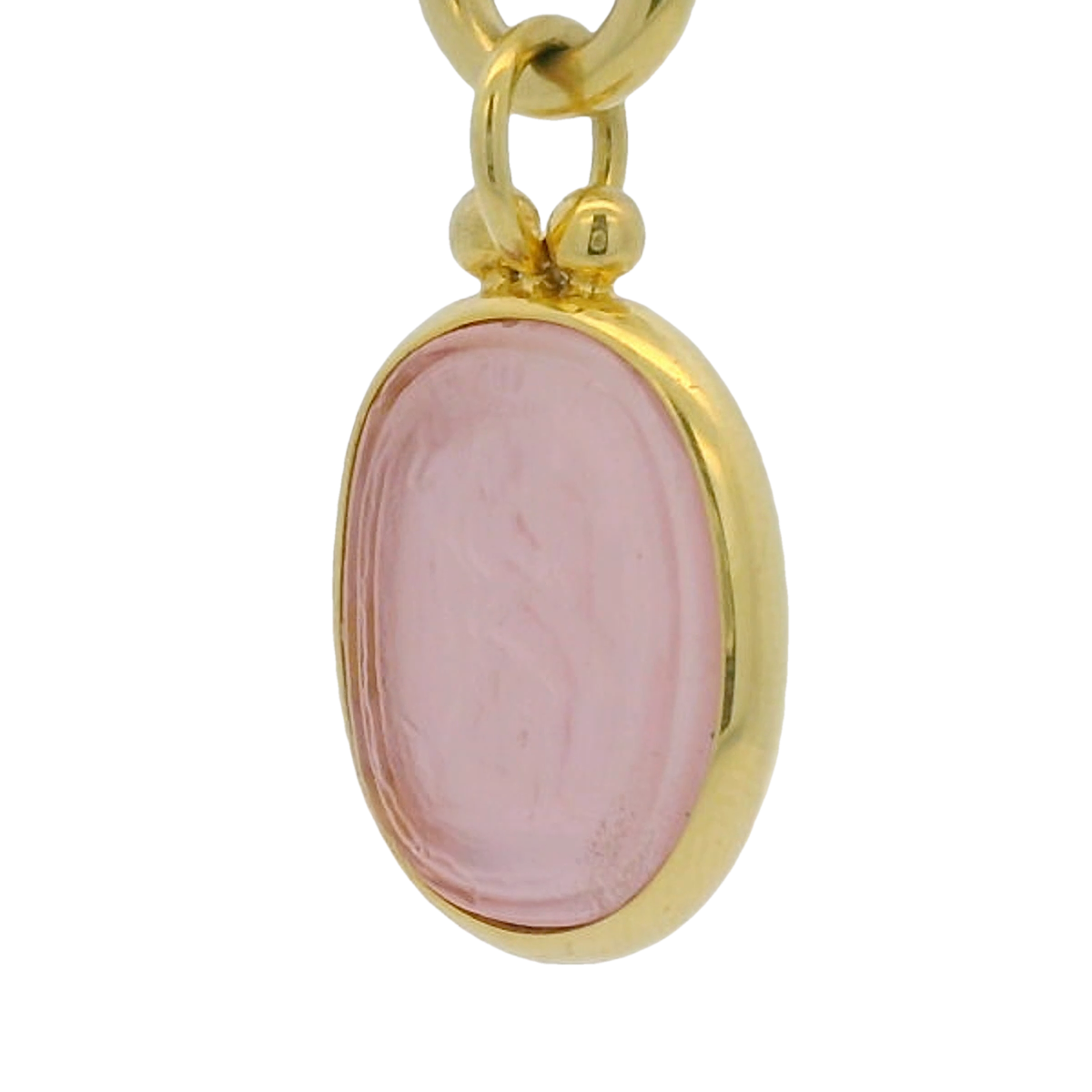 14kt Oval Light Pink Venetian Glass Necklace Pendant