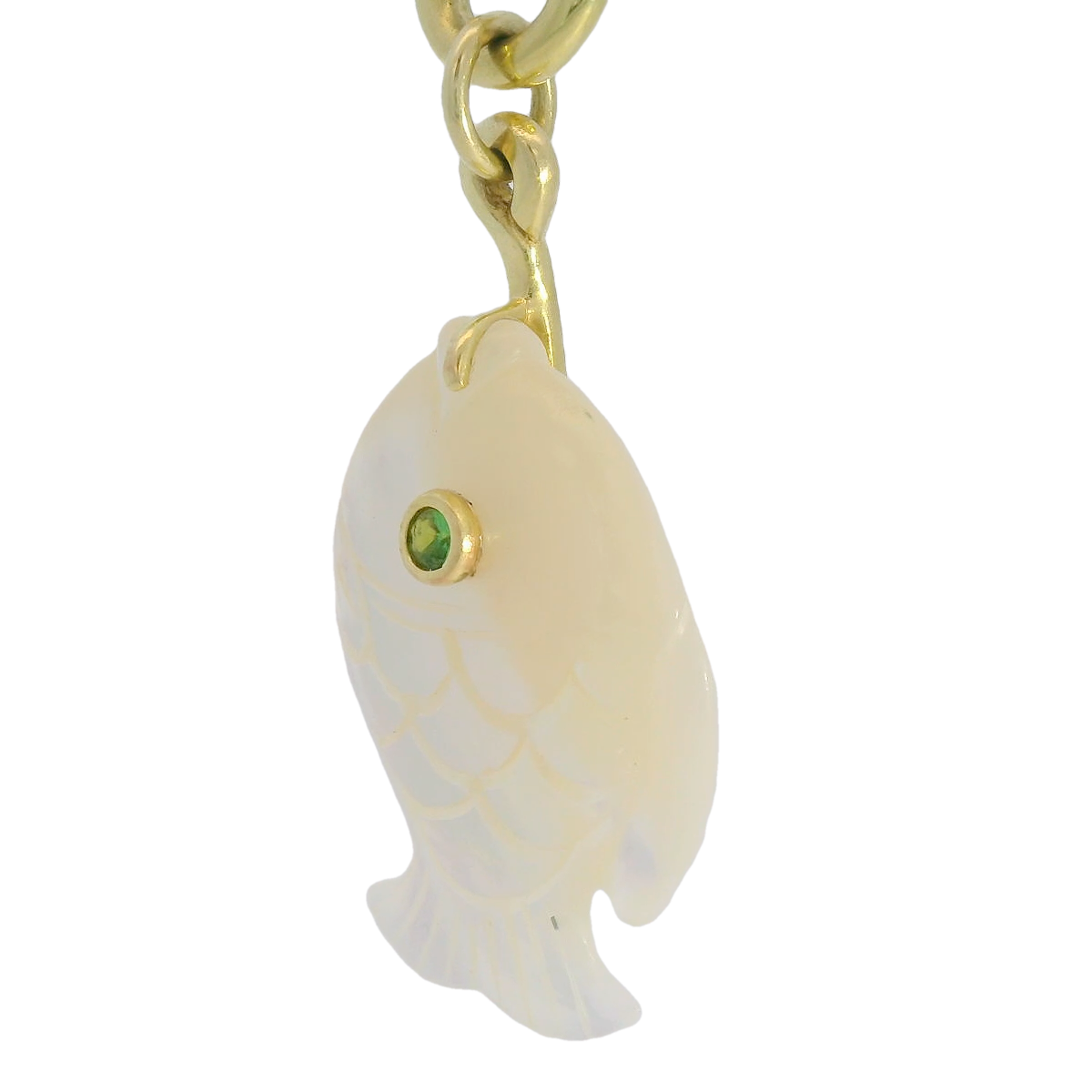 Mother of Pearl and Peridot Fish Pendant