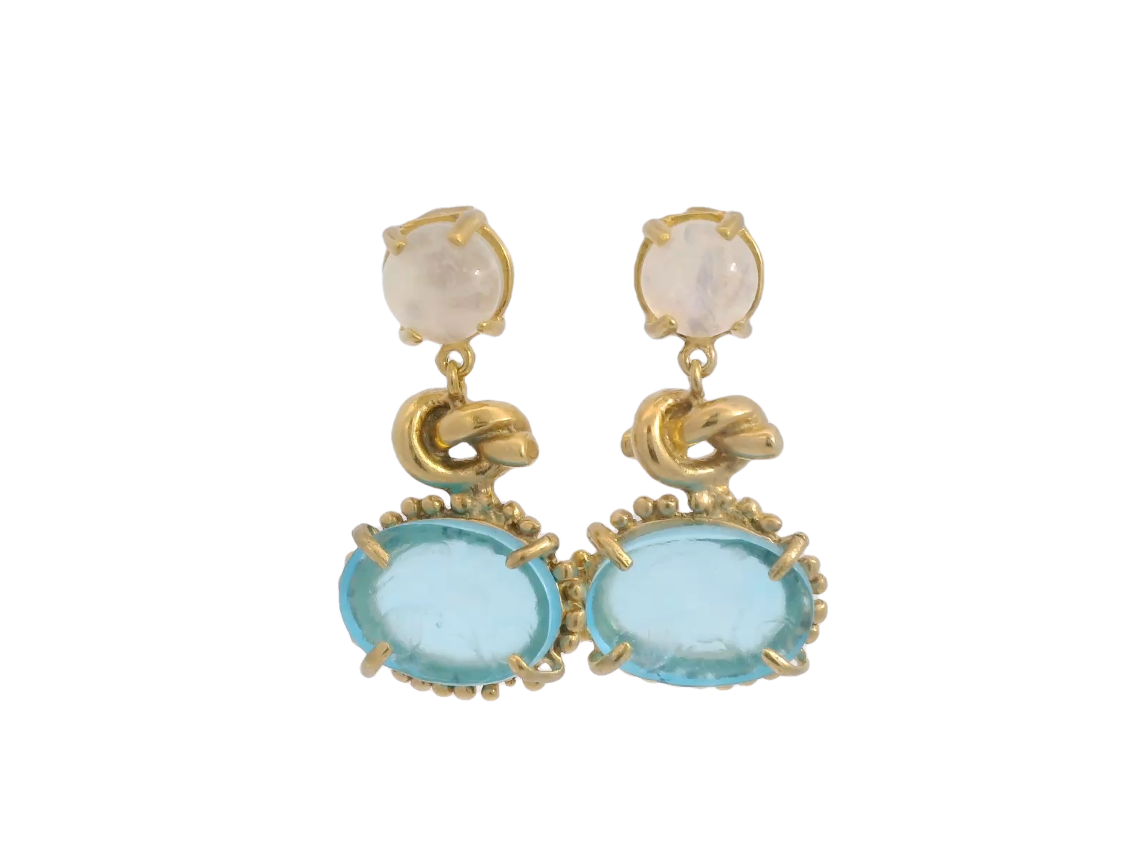 Turquoise Venetian Glass with Knot and Moonstone Earring