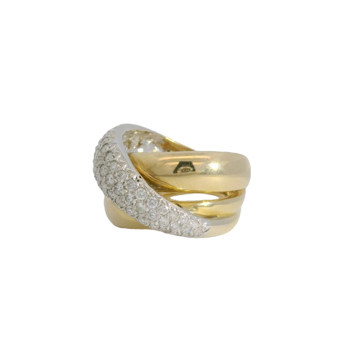 14kt Two-Tone Diamond Crossover Ring