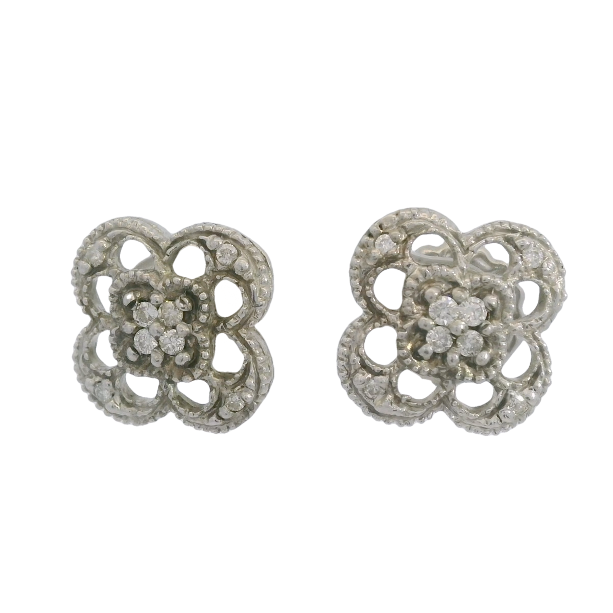 14kt Diamond Flower Stud Earrings