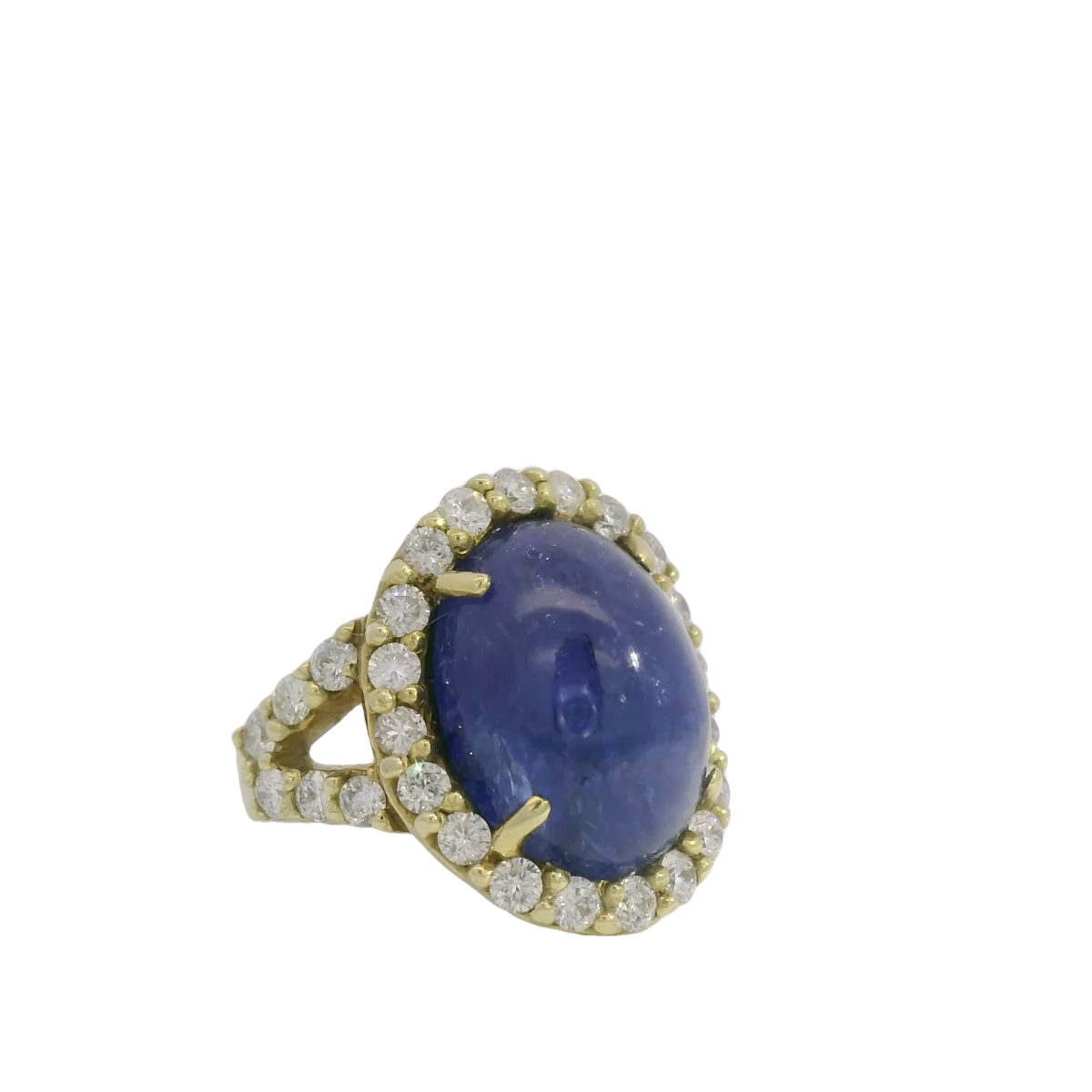 Tanzanite Cabochon Diamond Ring