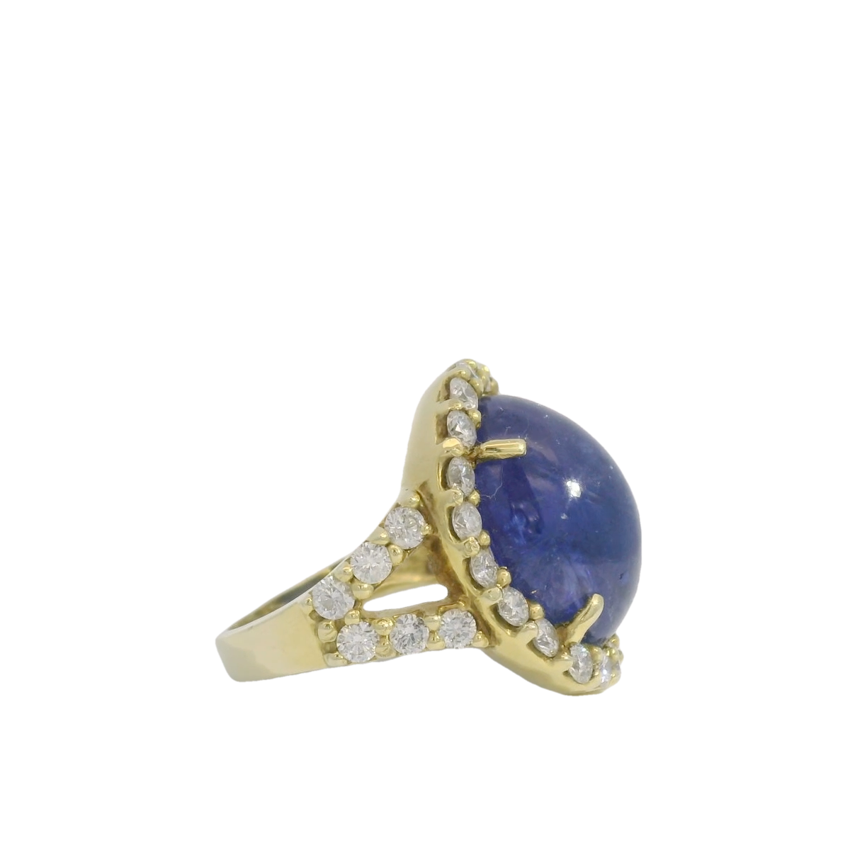 Tanzanite Cabochon Diamond Ring