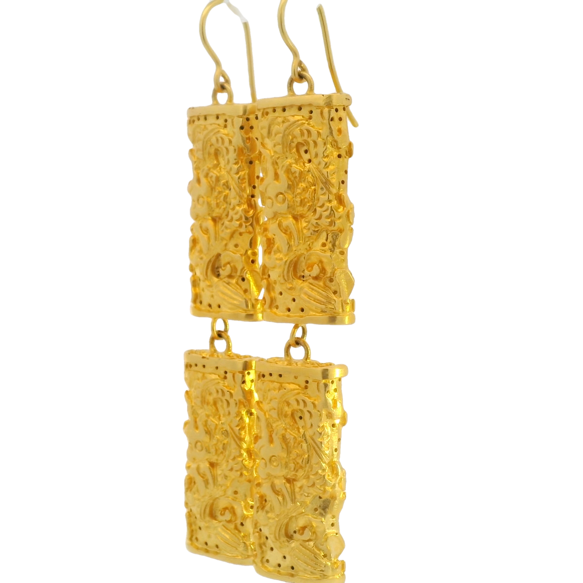 Gold Rectangle Drop Earrings