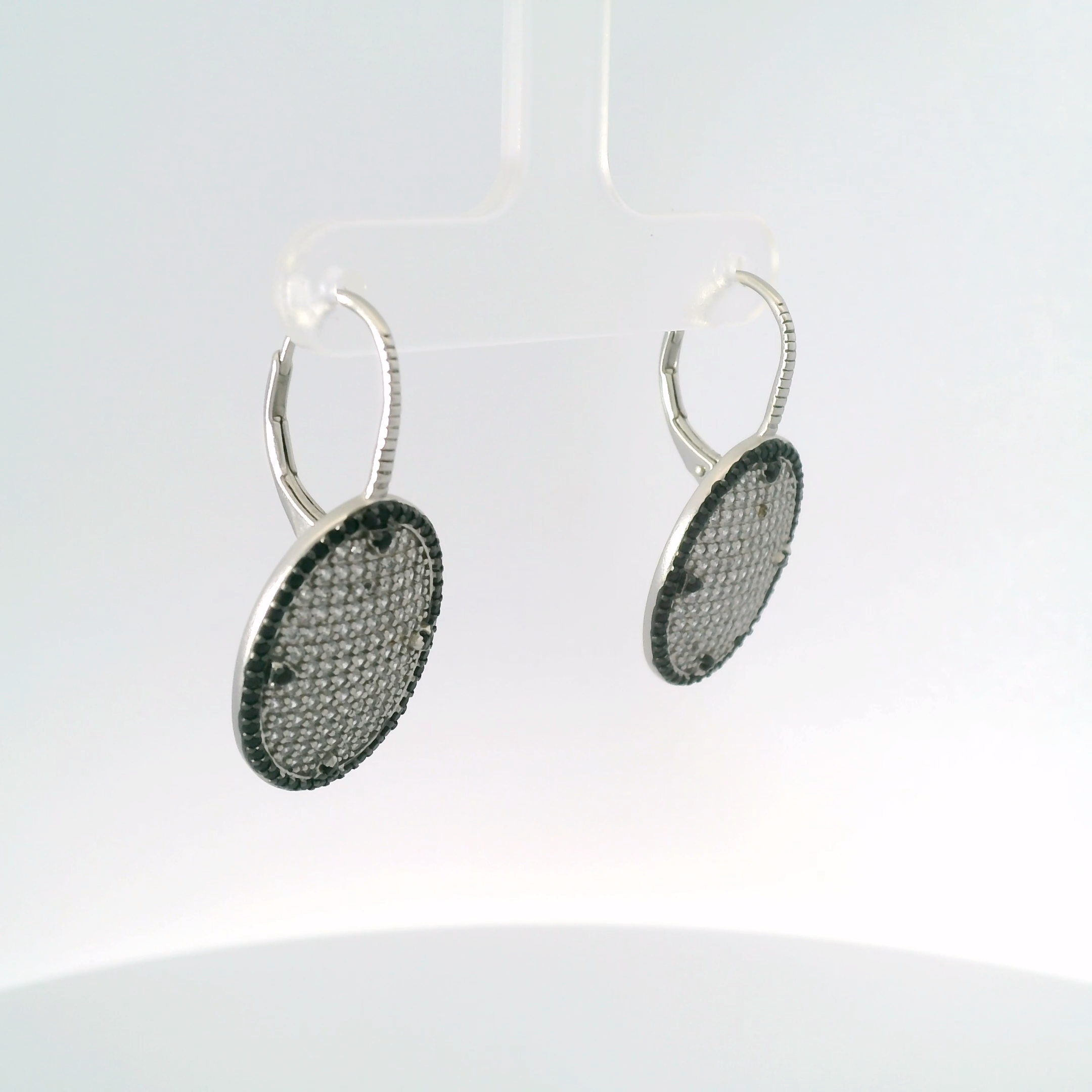 Industrial Finish Pave Lever Back Earrings