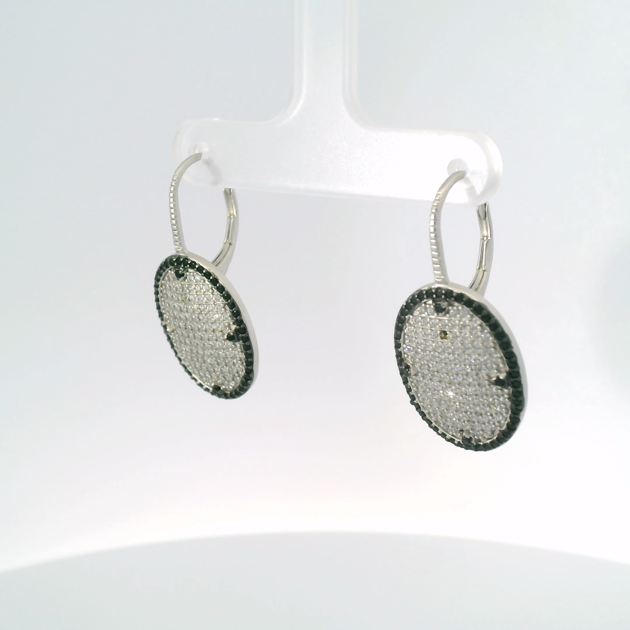 Industrial Finish Pave Lever Back Earrings