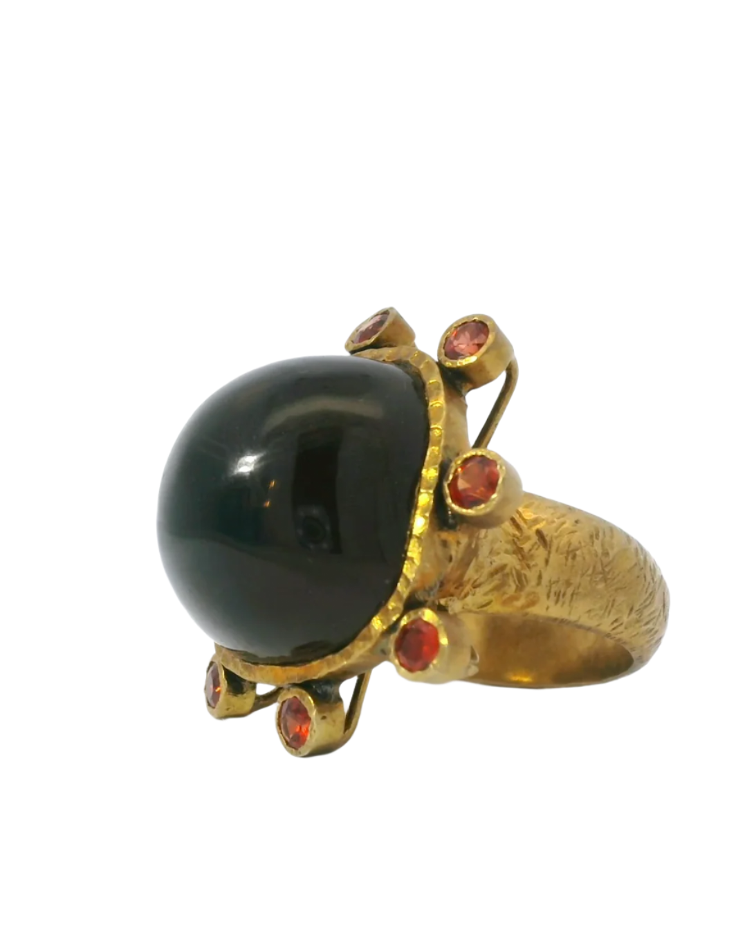 Smokey Quartz Orange Sapphire Vermeil Ring