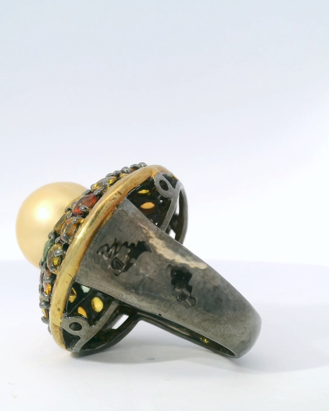 Sapphire South Sea Pearl Sterling Ring