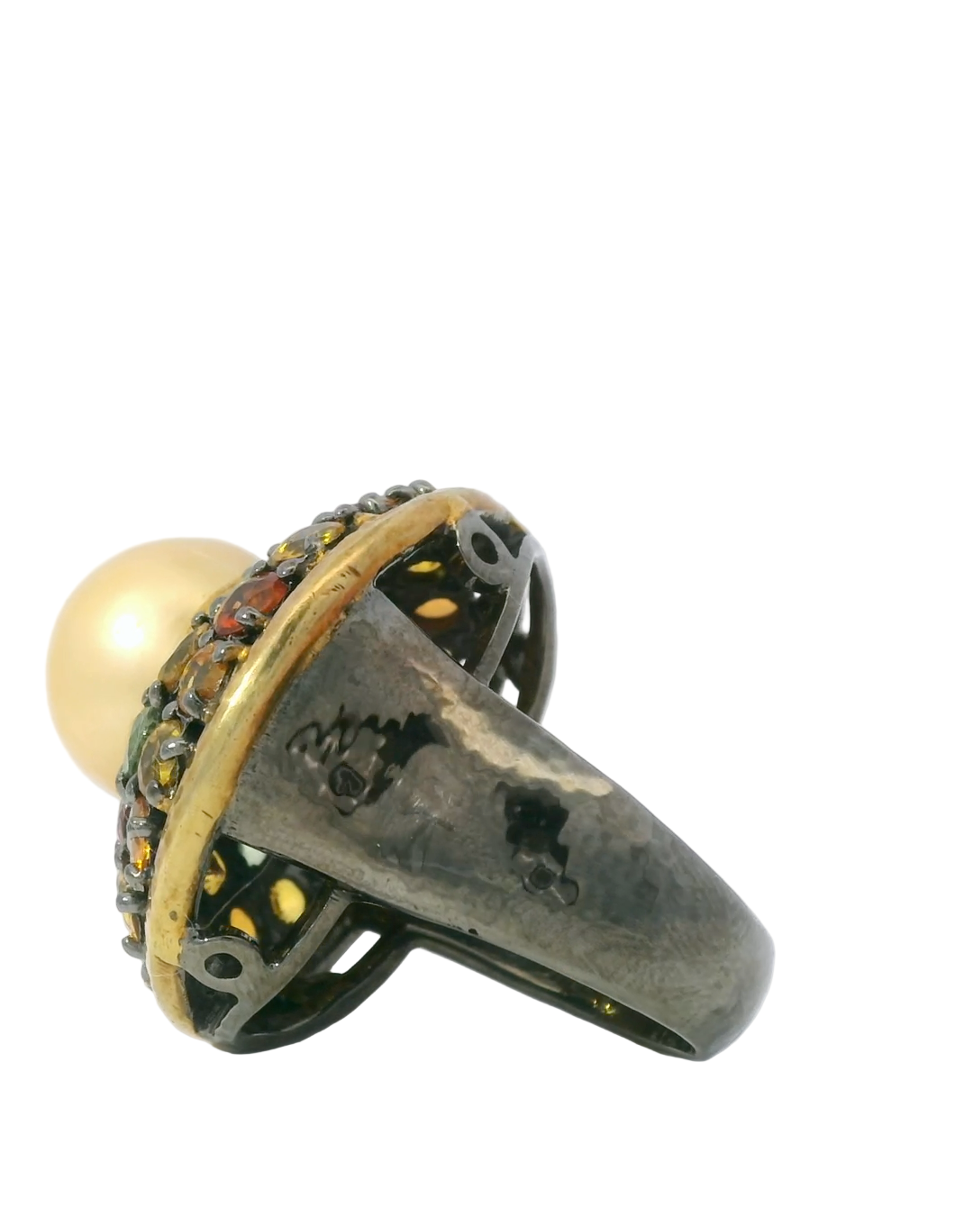 Sapphire South Sea Pearl Sterling Ring