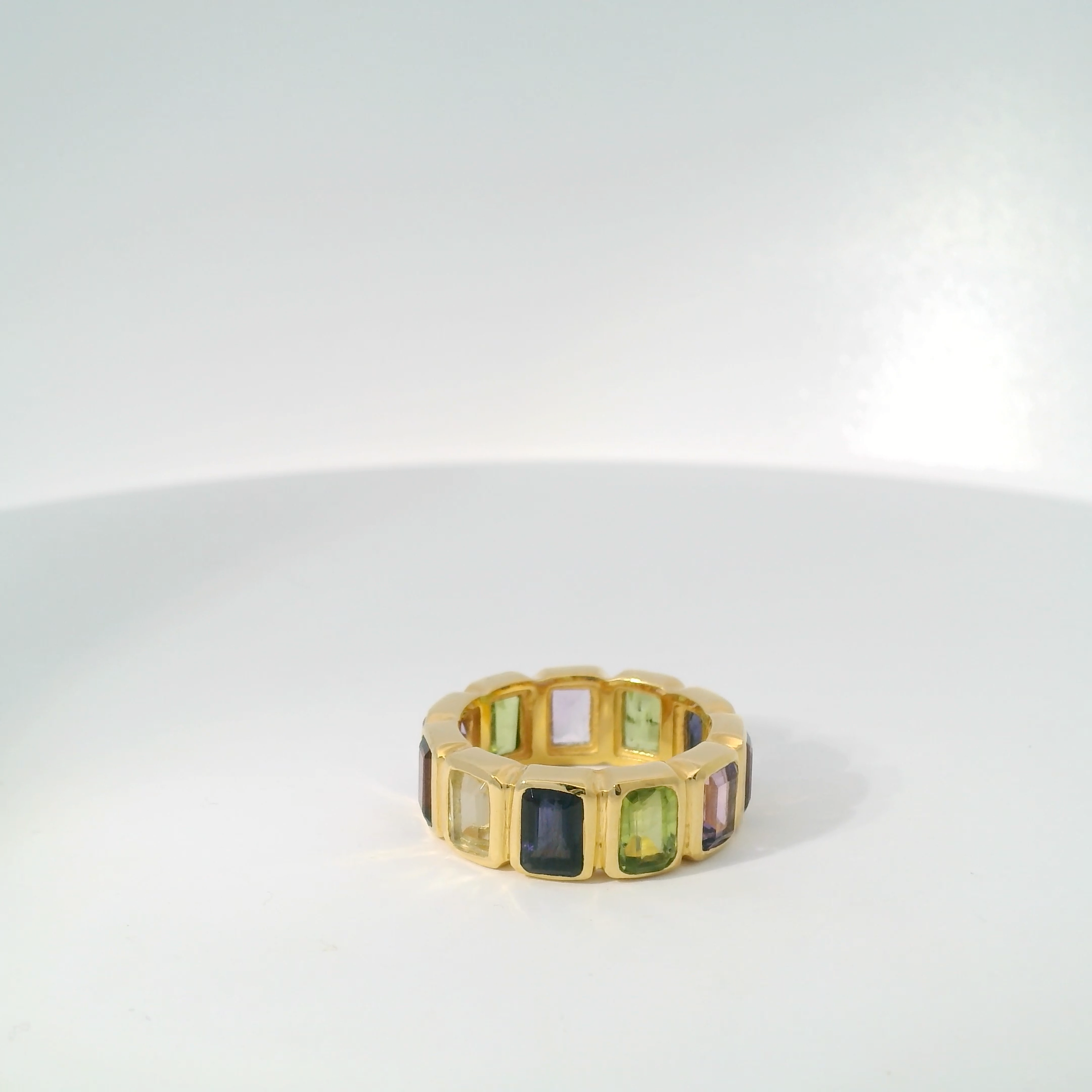 Spectacular Mixed Gemstone and Gold Eternity Ring