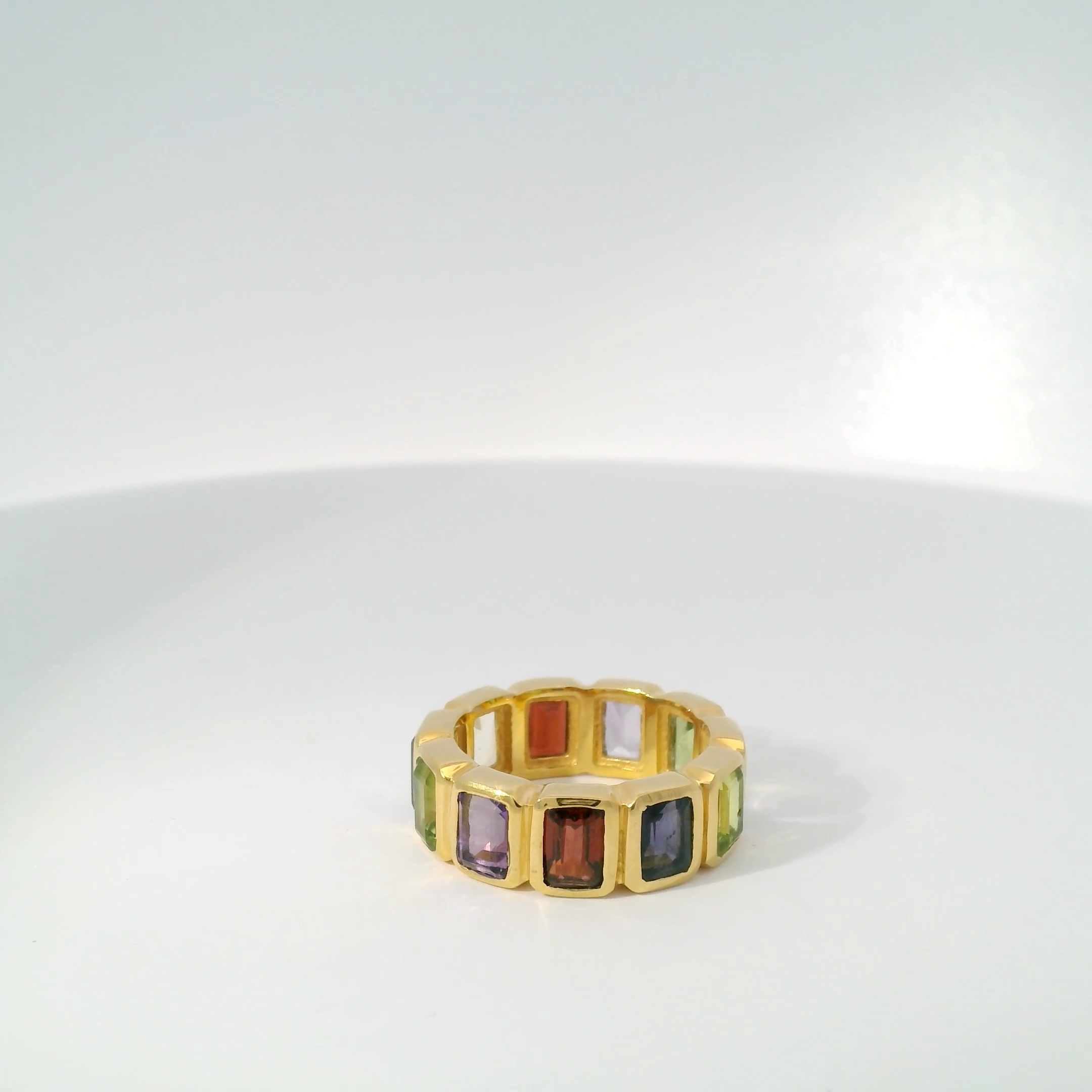 Spectacular Mixed Gemstone and Gold Eternity Ring