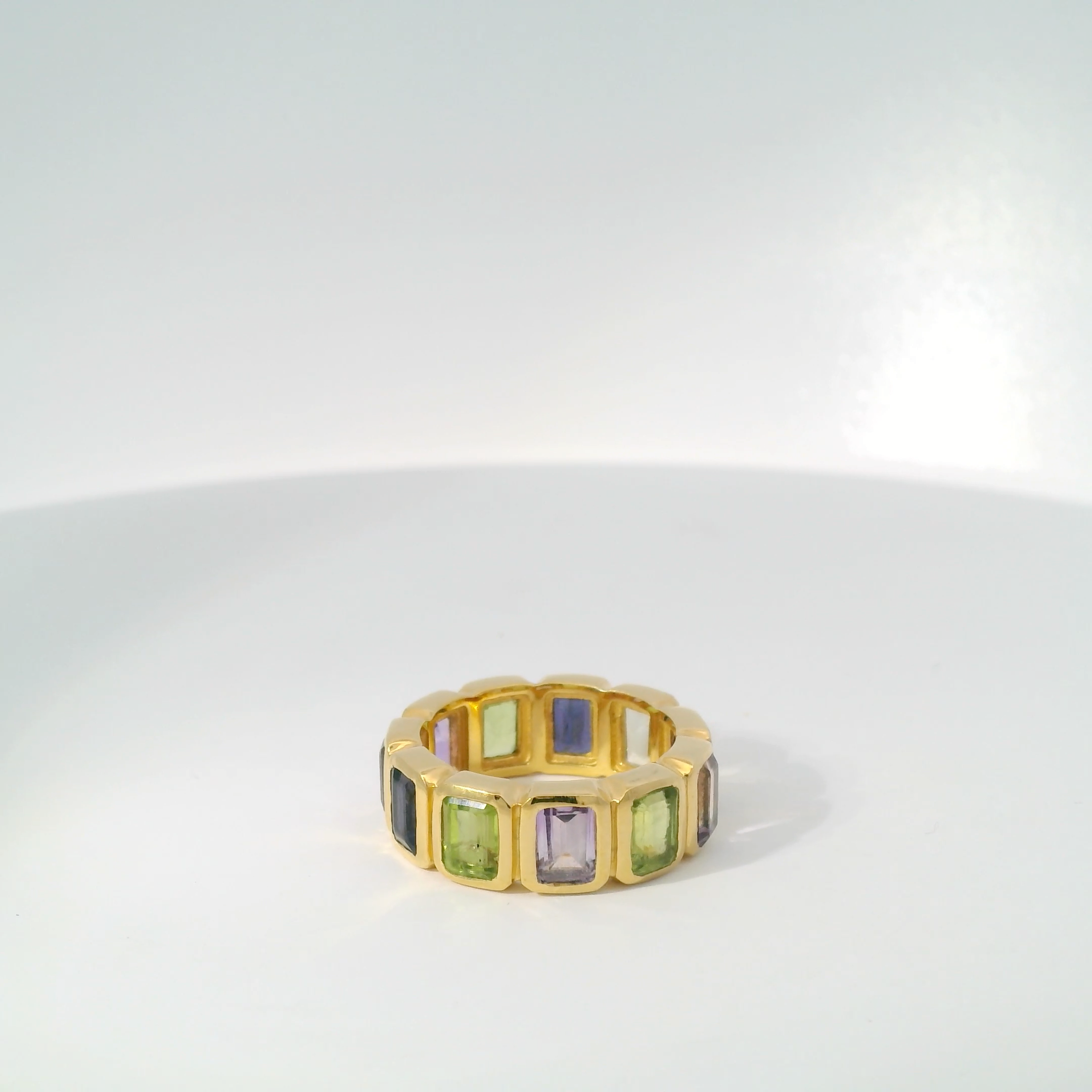 Spectacular Mixed Gemstone and Gold Eternity Ring