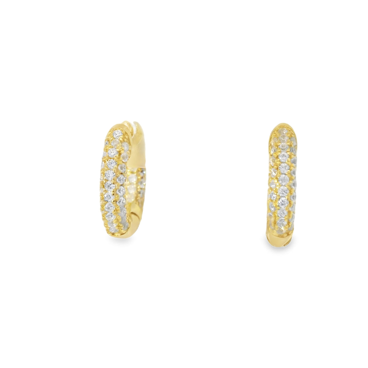 Gold Pave Huggie Hoop Earrings