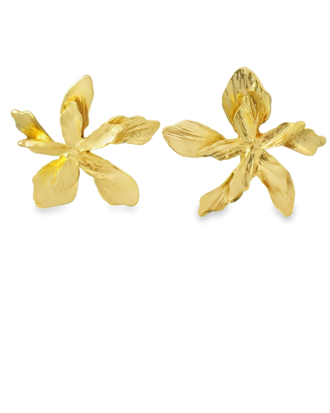 Gold Petunia Gold Flower Earring - Large