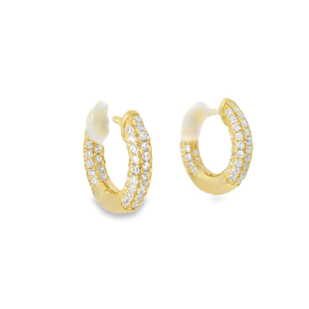 Gold Pave Huggie Hoop Earrings