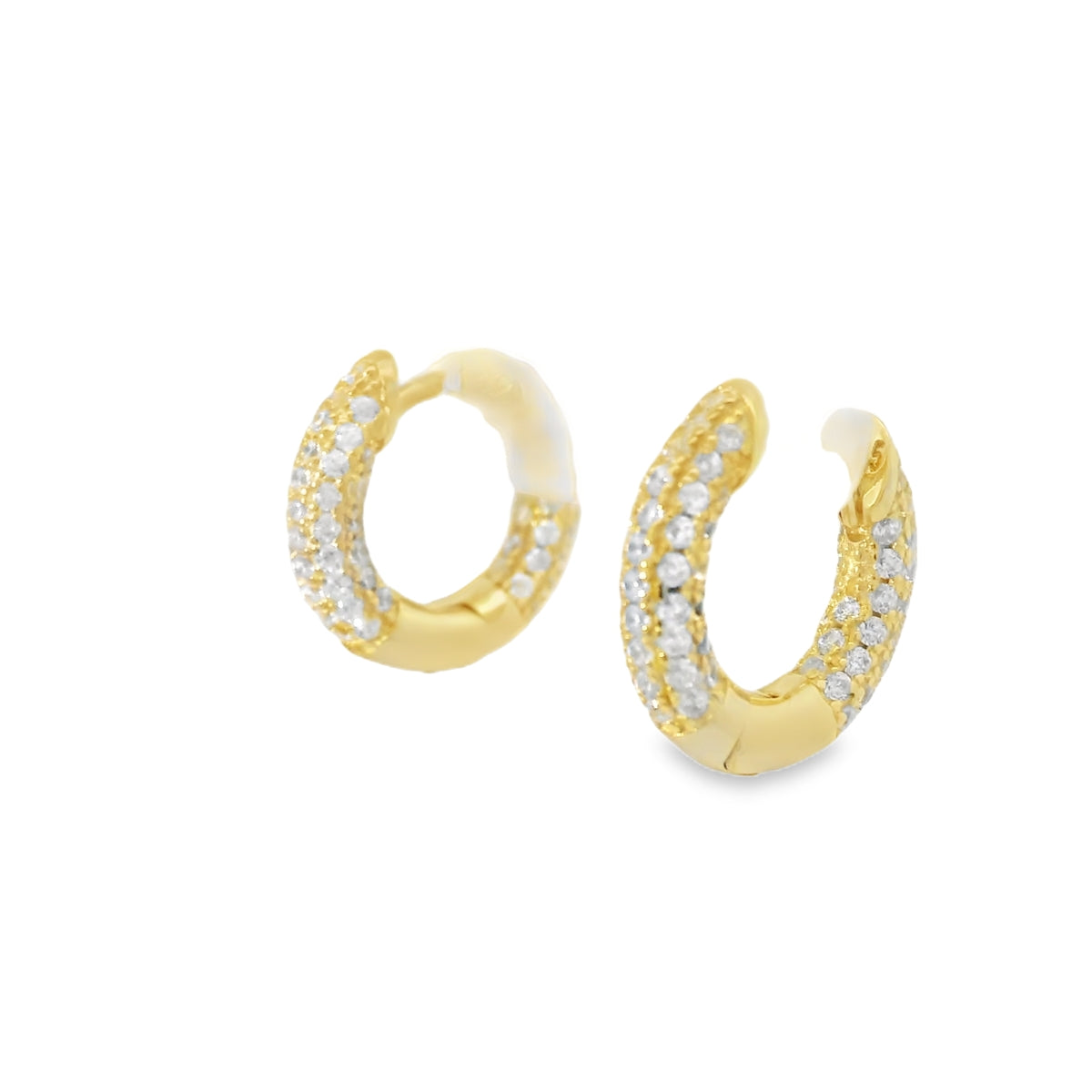 Gold Pave Huggie Hoop Earrings