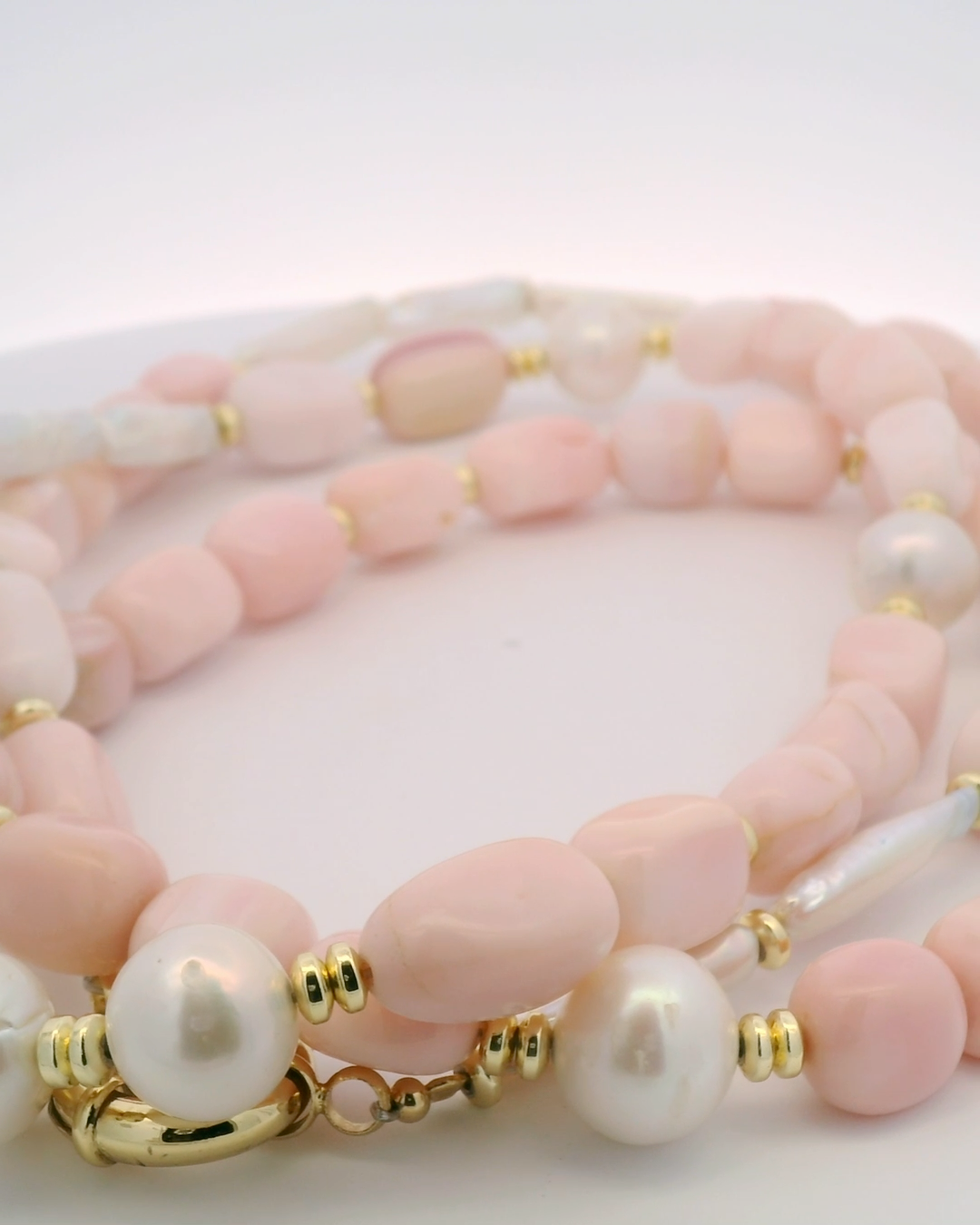 Pink Opal and Pearl Necklace