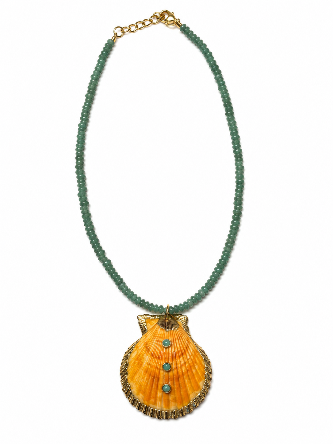 Boho Beads Thin Jade Gemstone Shell Necklace
