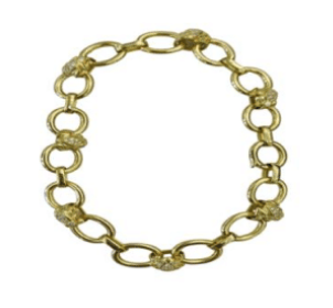 Tanya Farah 18K Diamond Frog Large Oval Link Bracelet