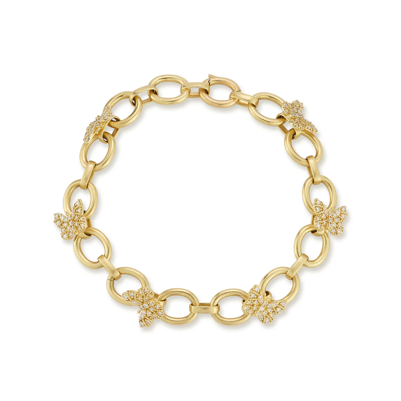Tanya Farah Small Link Diamond Butterfly Bracelet
