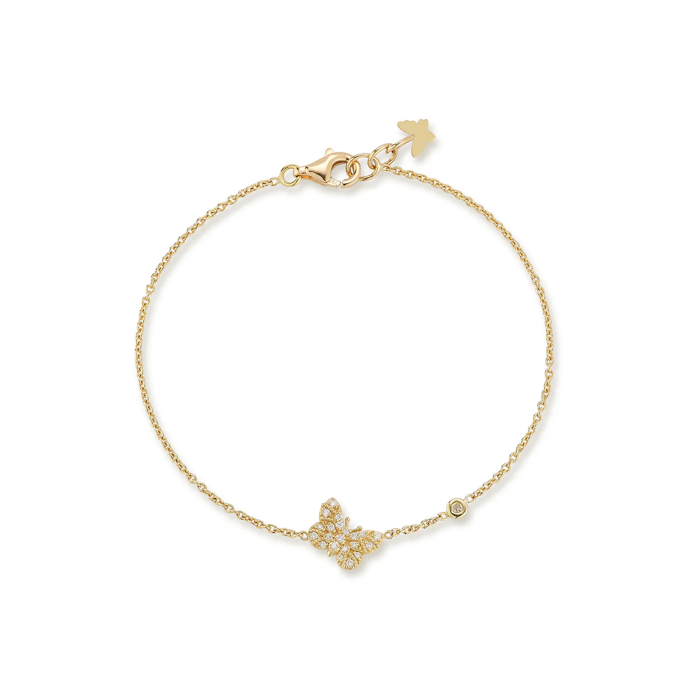 Tanya Farah 18K Textured Gold Small Diamond Butterfly Station Bracelet