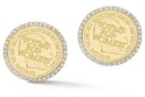 Tanya Farah 18K Votes for Women Gold Coin Earrrings with Diamond Halo