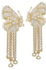 Tanya Farah 18K White Diamond Half Wing Earring with Tassels