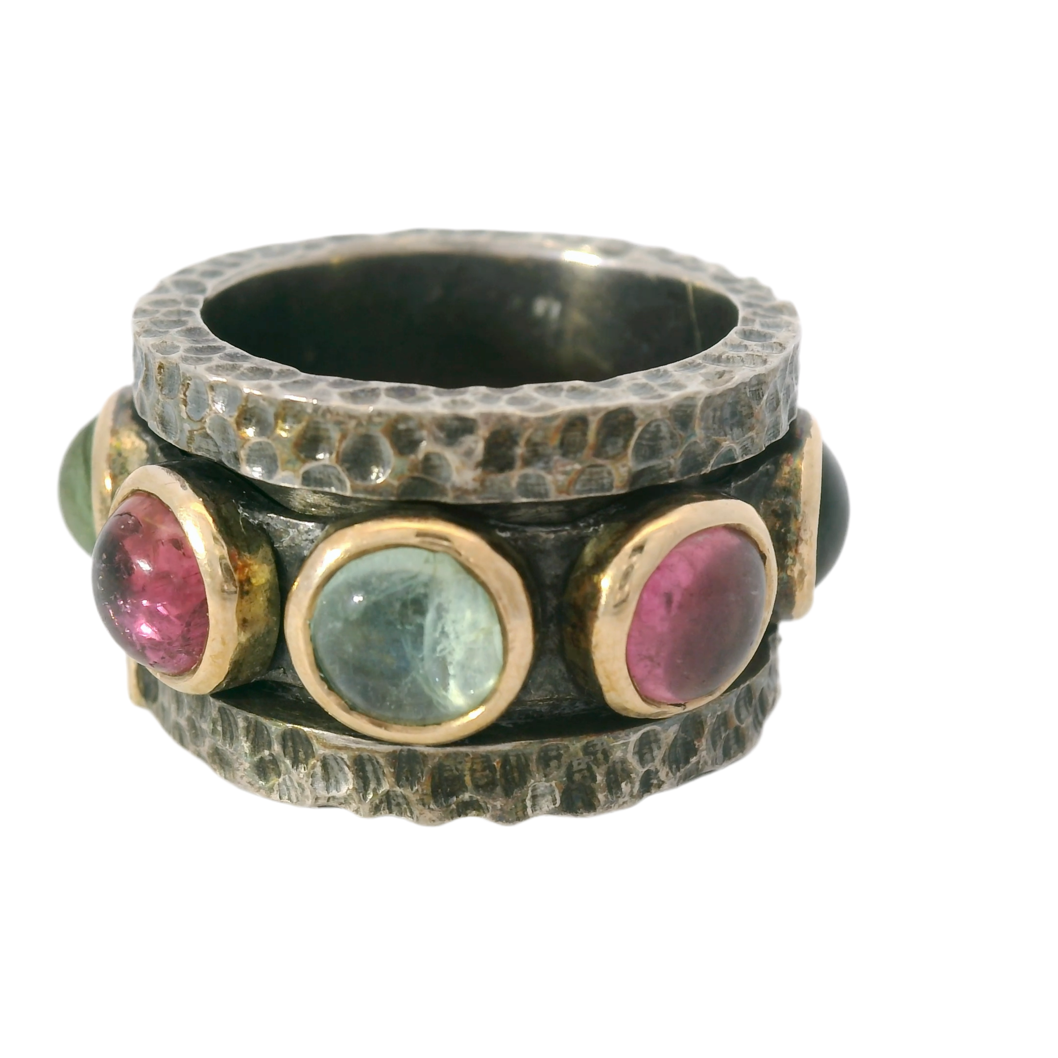 Gabriela Styliano Gold and Silver Ring with Tourmalines