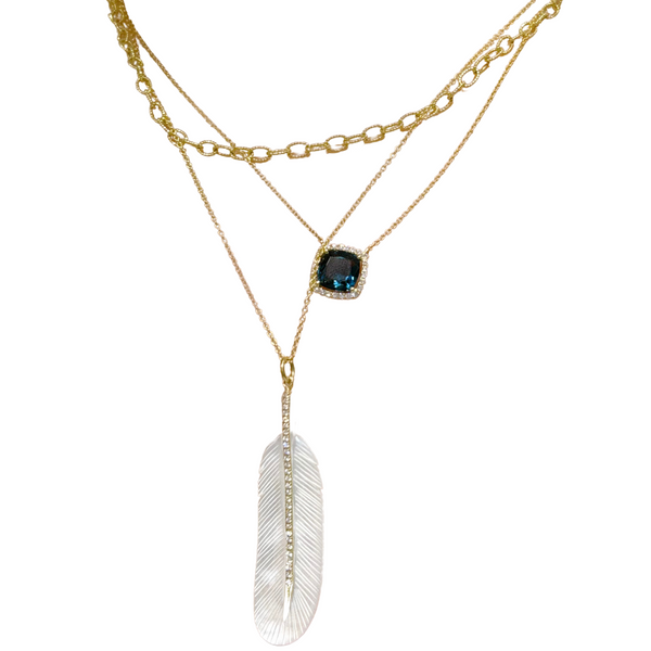 Mazza Mother of Pearl Feather Charm