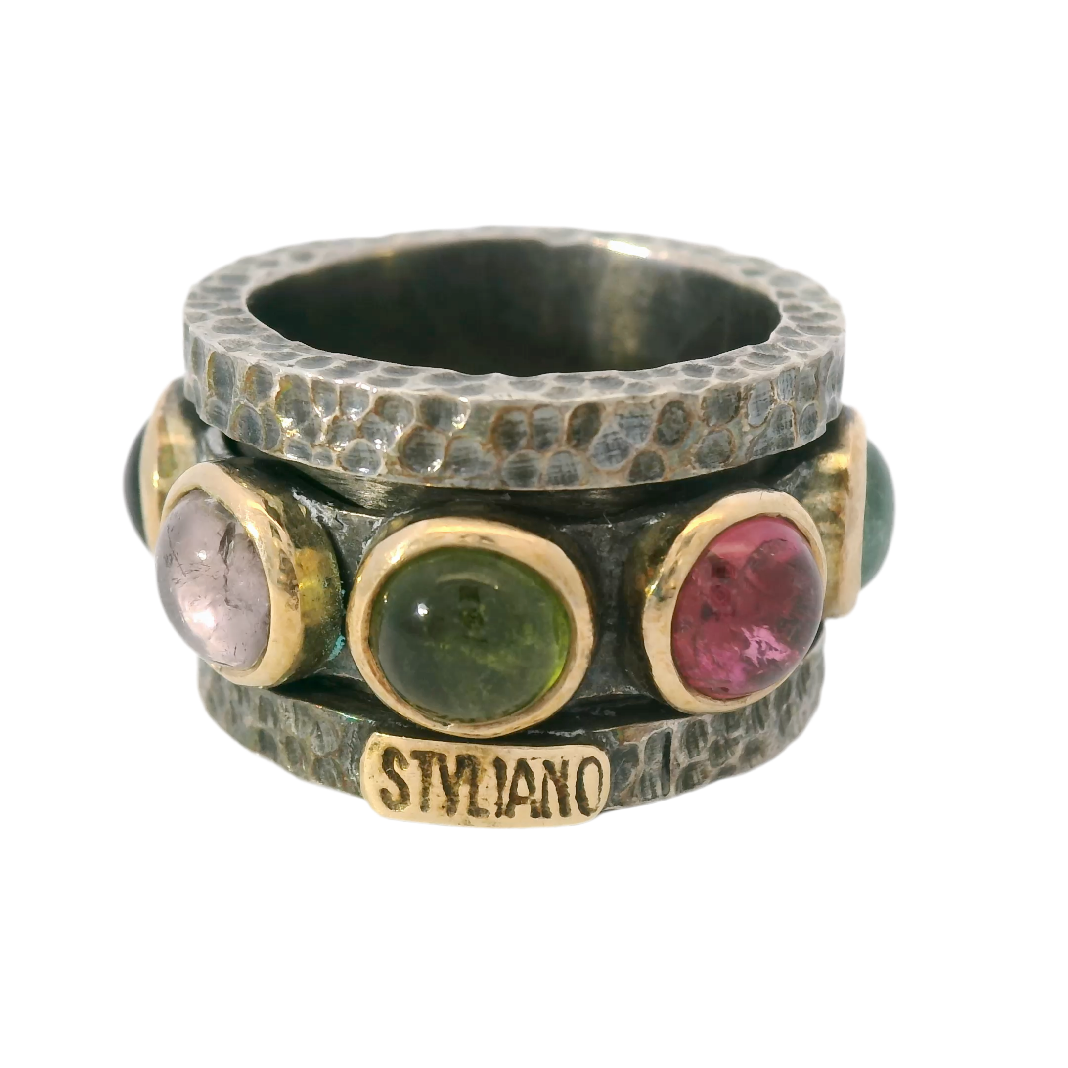 Gabriela Styliano Gold and Silver Ring with Tourmalines