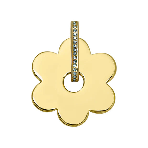 Goldbug Blue Topaz Spinning Daisy Charm