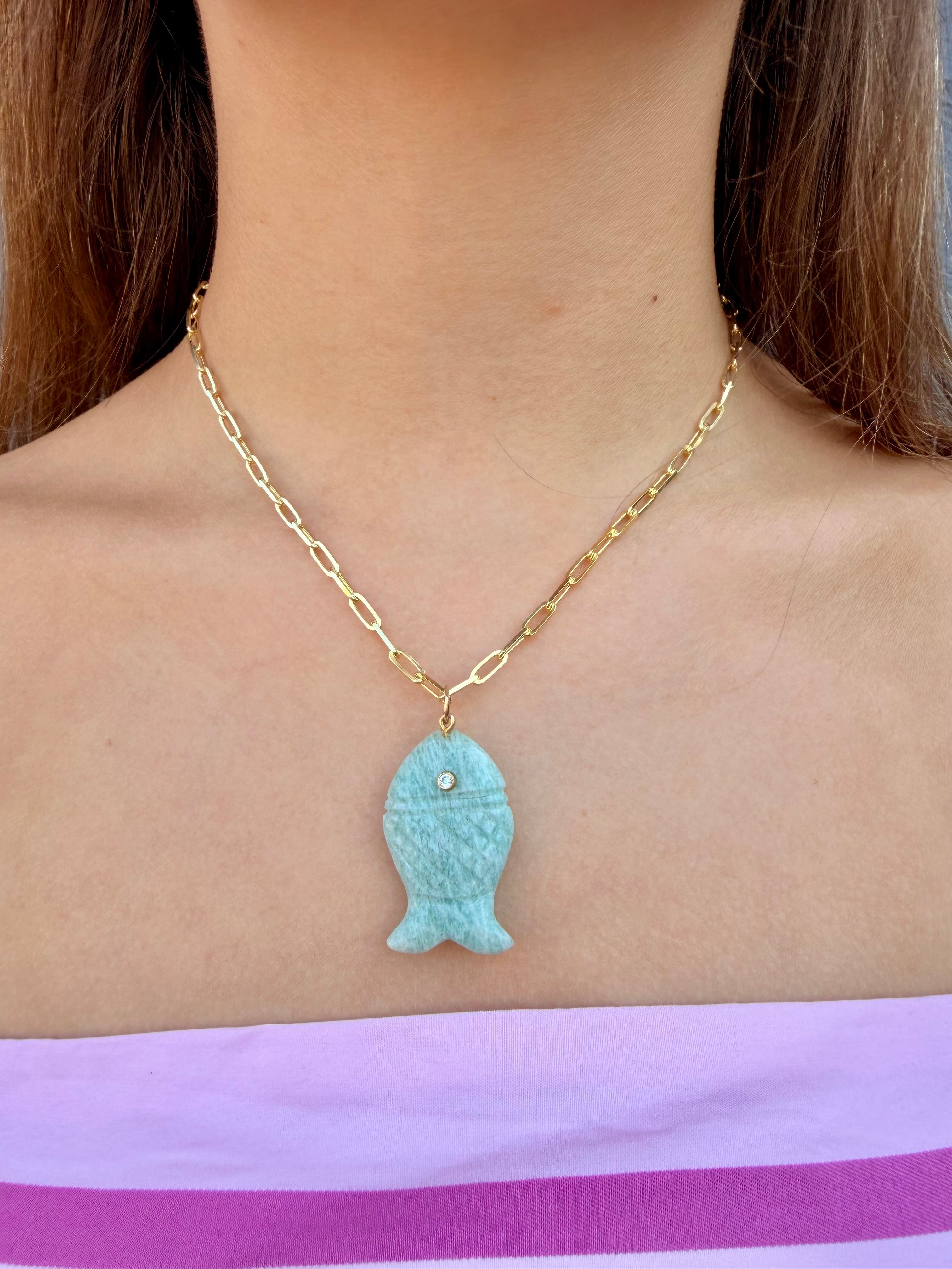 Boho Beads Link Chain Fish Necklace