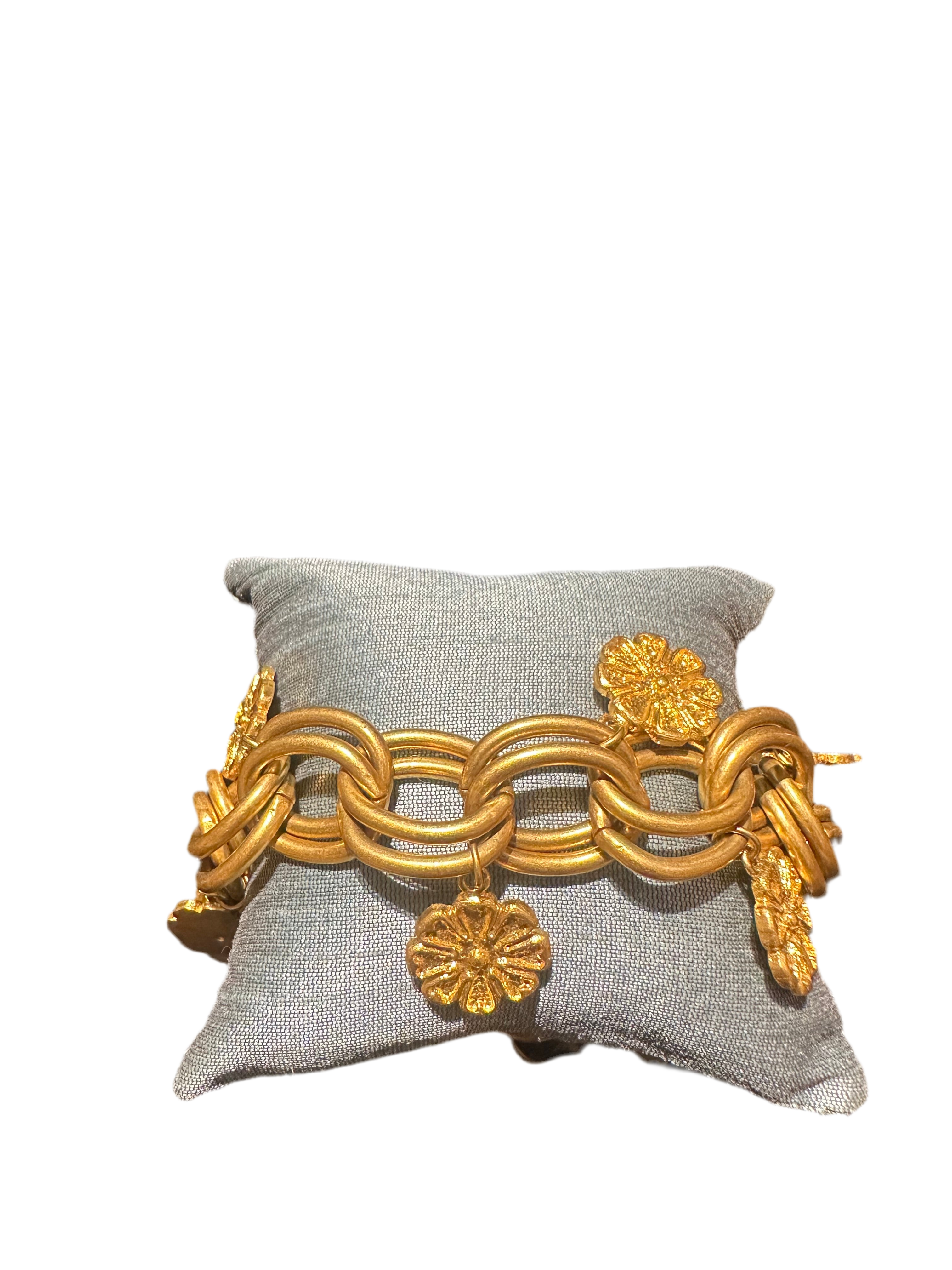 Chunky Gold Link Sunflower Bracelet