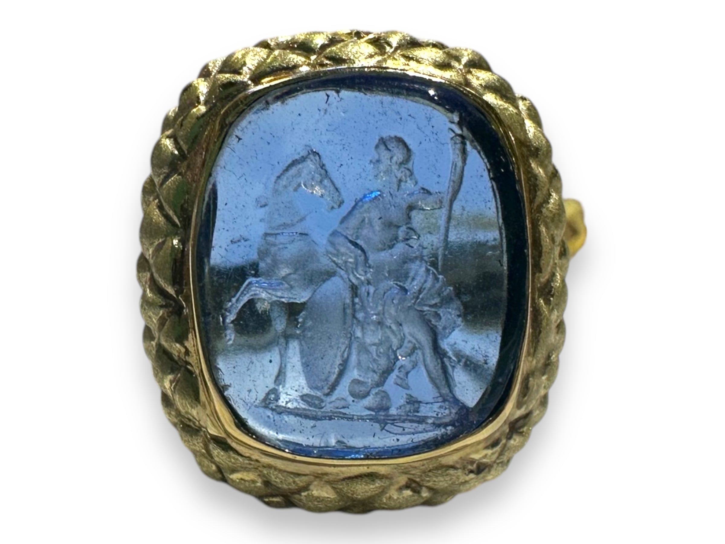 14kt Blue Venetian Glass Ring