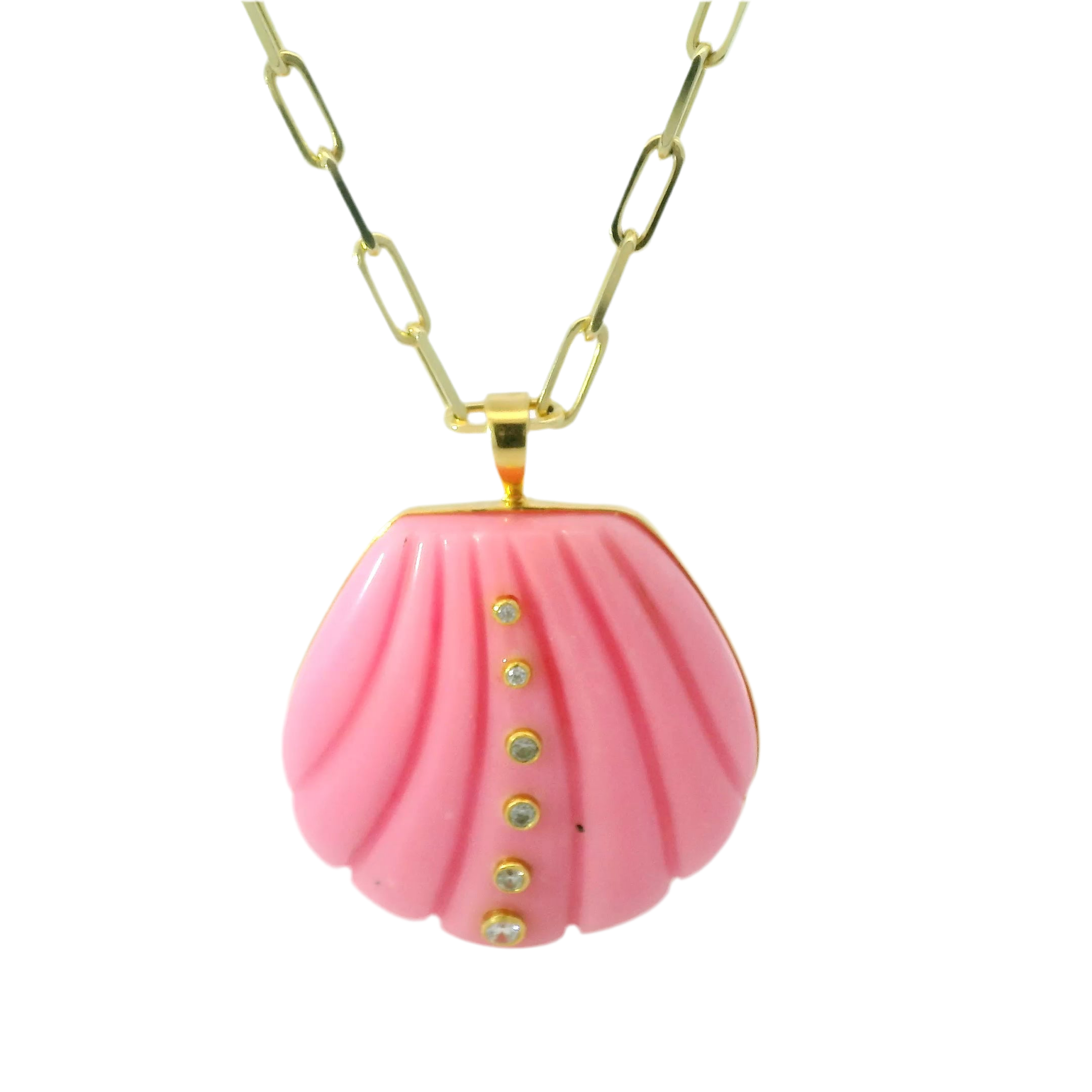 Boho Beads Pink Opal Shell Necklace