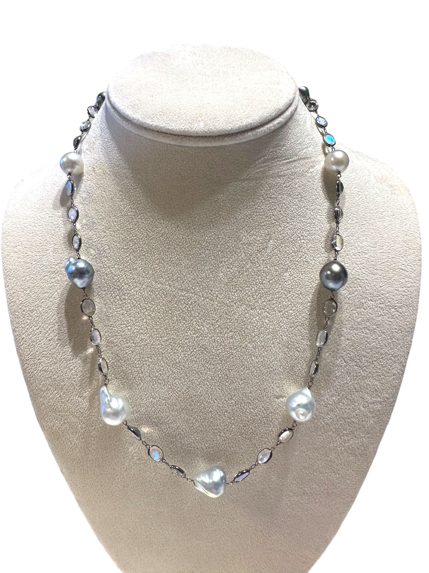 Estate Moonstone and Pearl Necklace