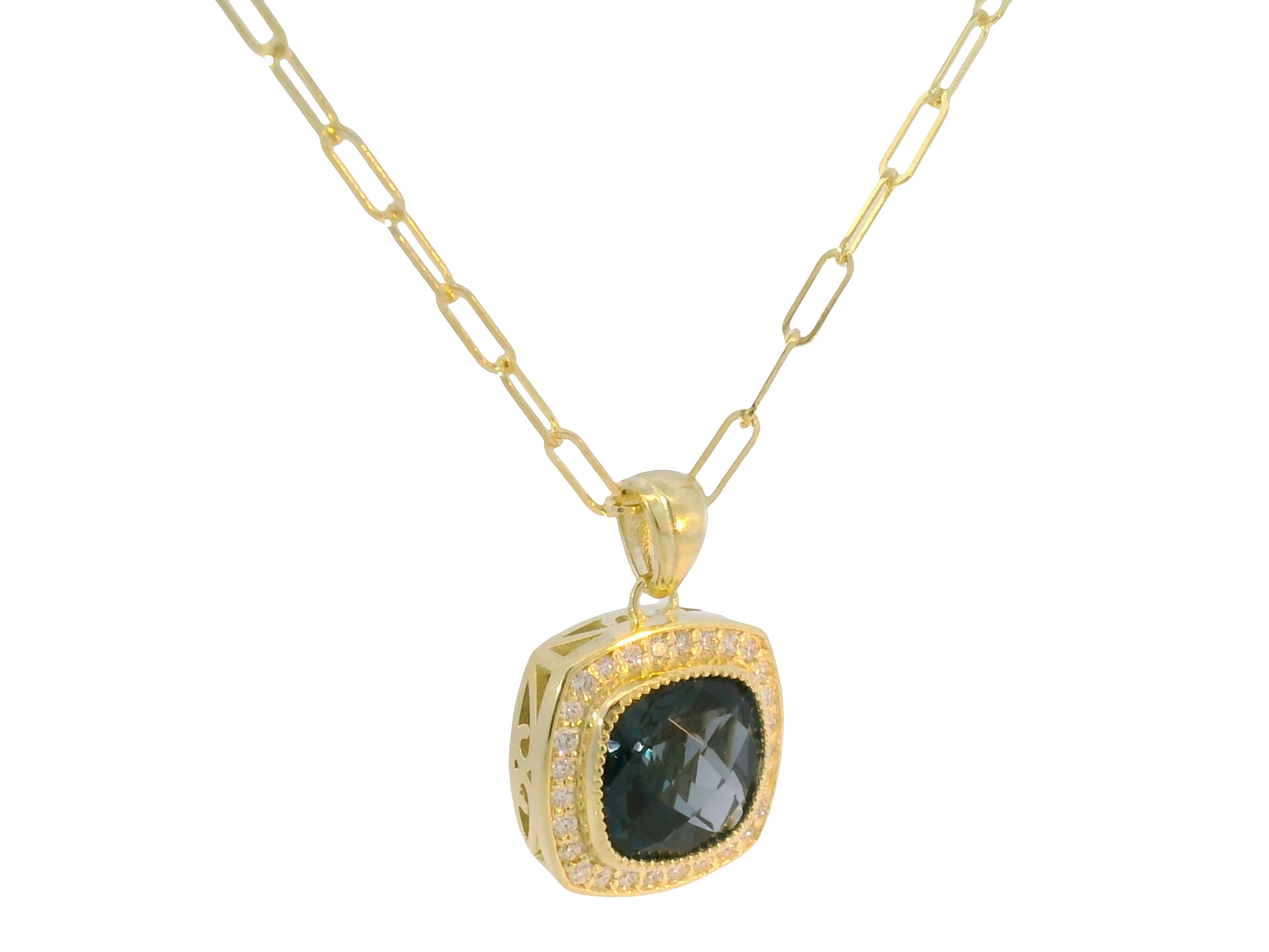 14kt Yellow Gold London Blue Topaz Pendant Necklace