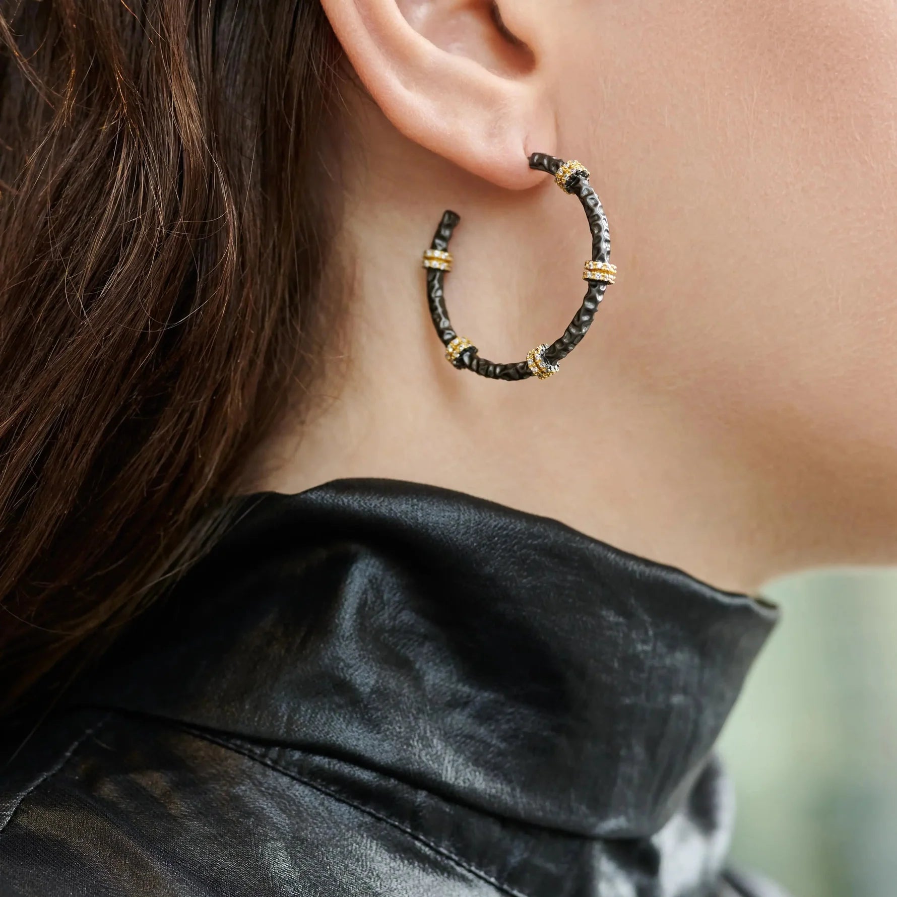 Freida Rothman Textured Hoop Earrings