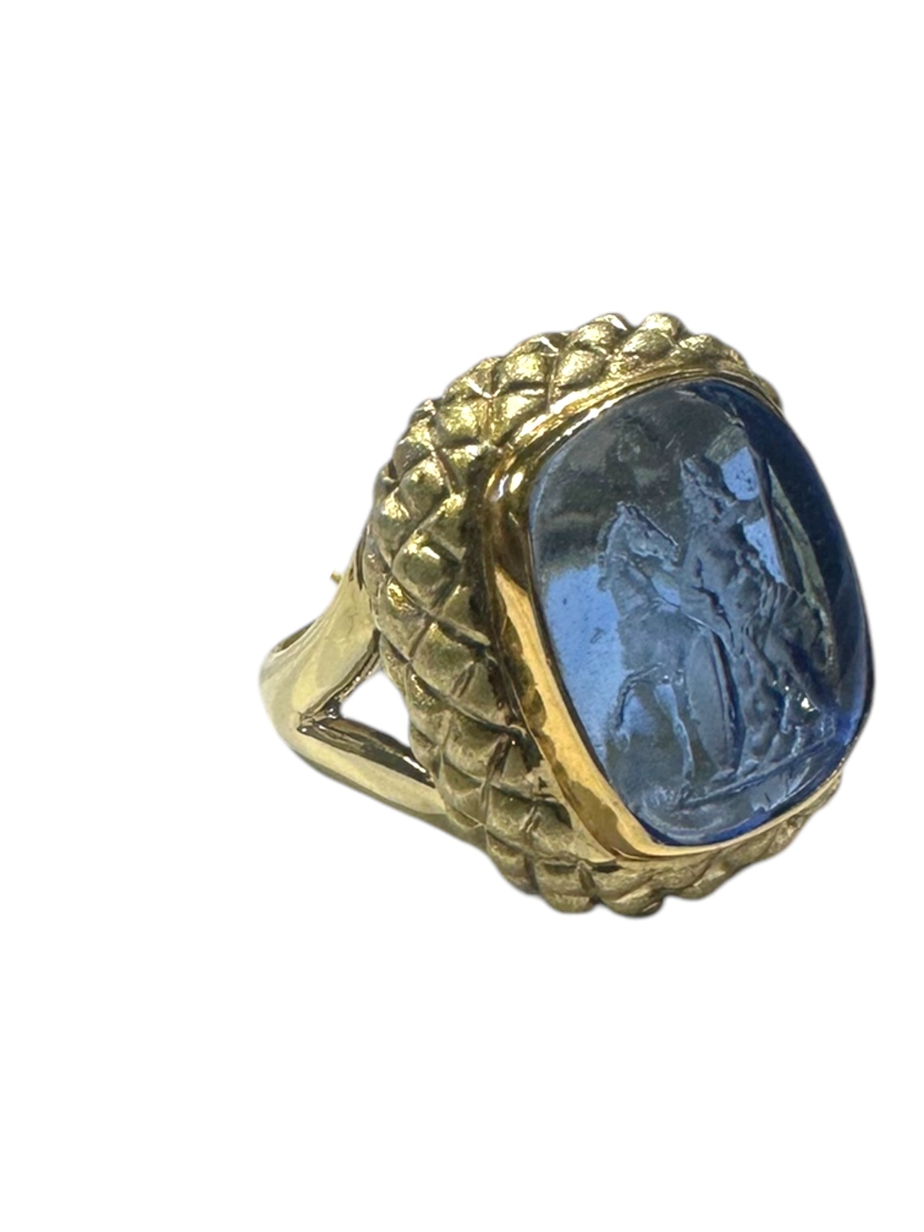 14kt Blue Venetian Glass Ring