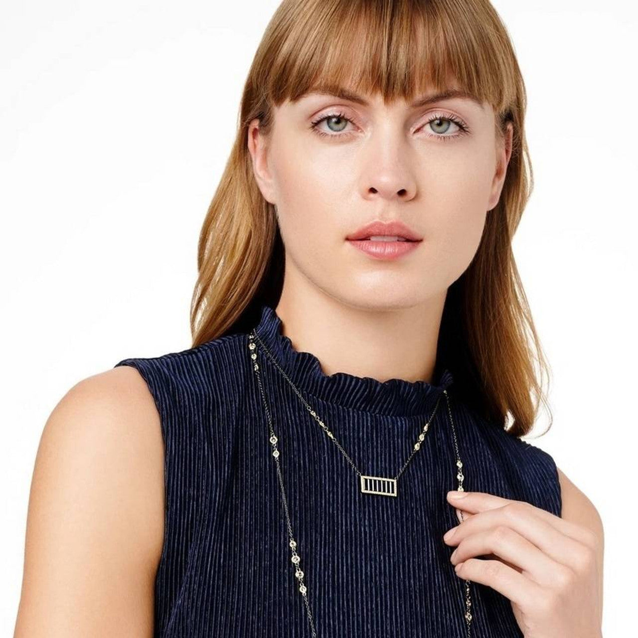 Freida Rothman midnight blue single rectangle station Necklace