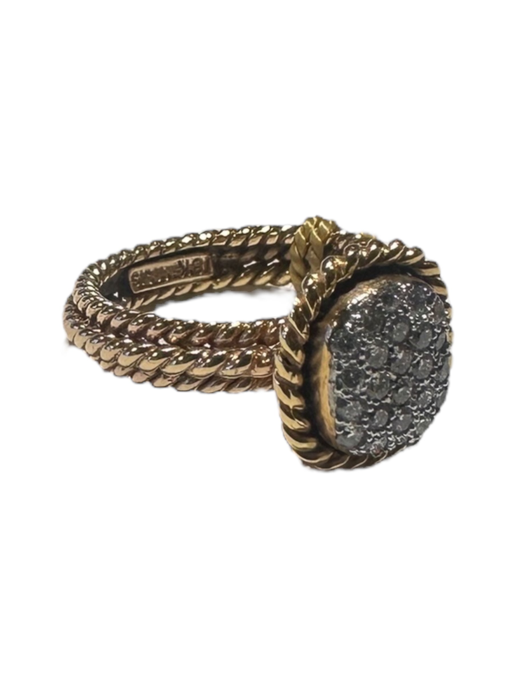 Rose Gold Diamond Pave Twisted Rope Ring