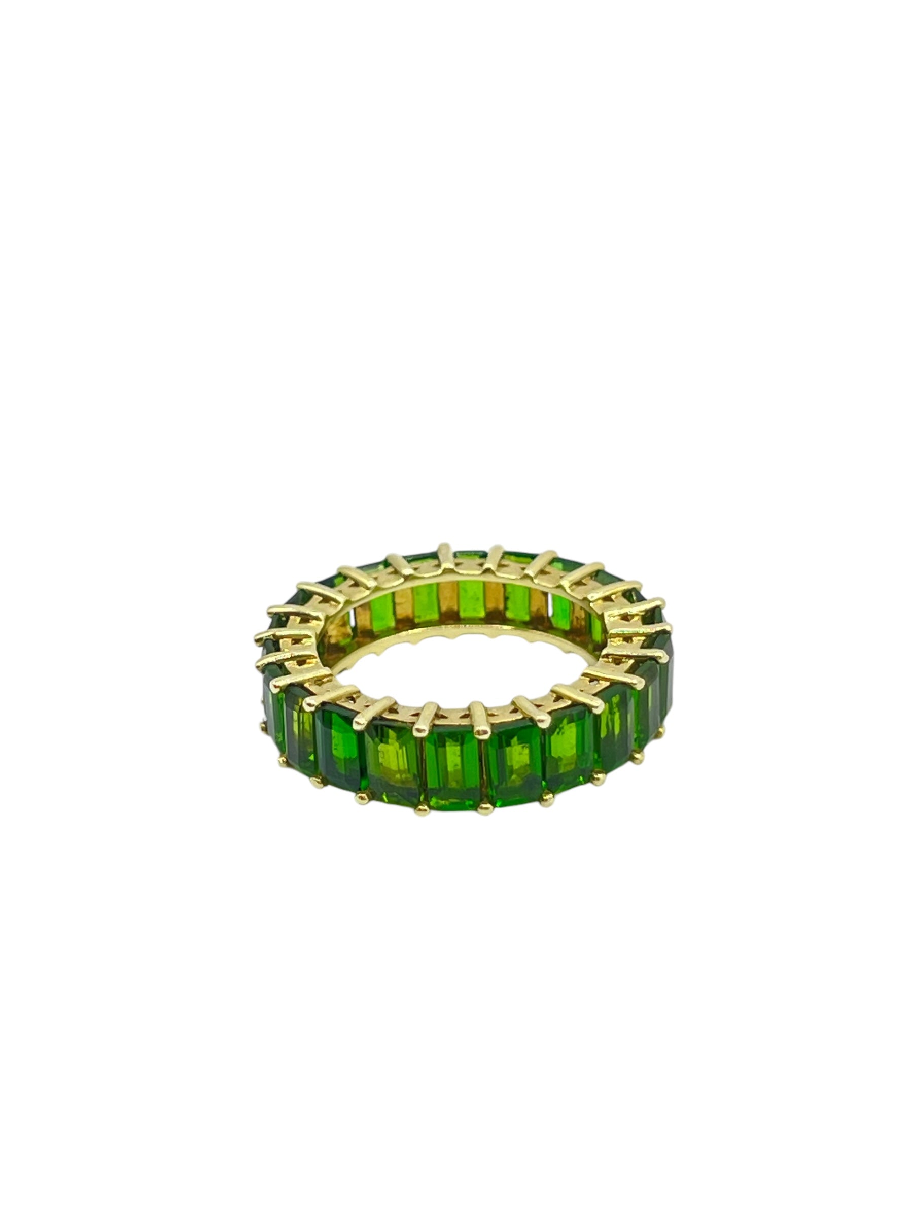 14kt Yellow Gold Emerald Cut Chrome Diopside Eternity Band