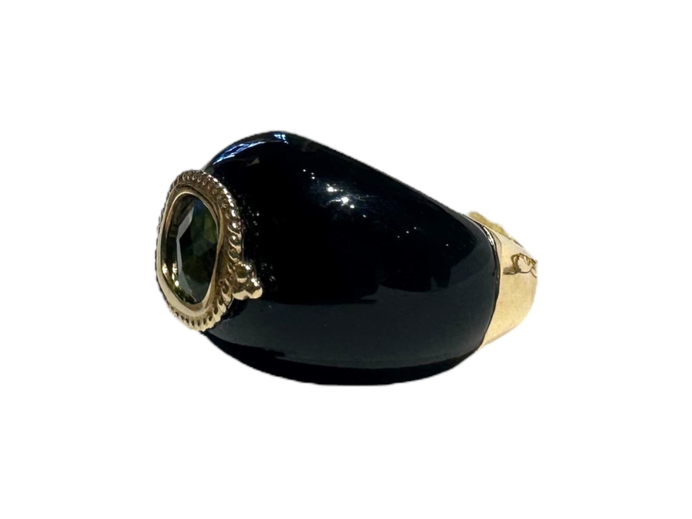 14kt Black Onyx and Peridot Ring