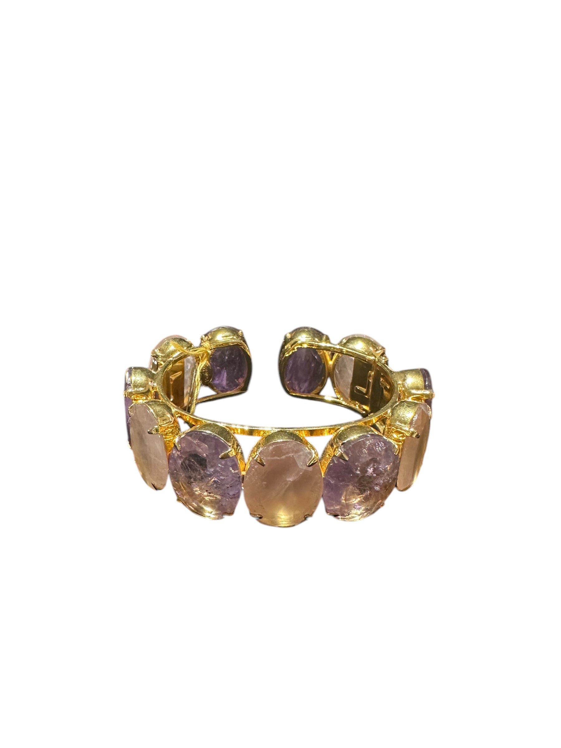 Rose Quartz and Amethyst Cuff