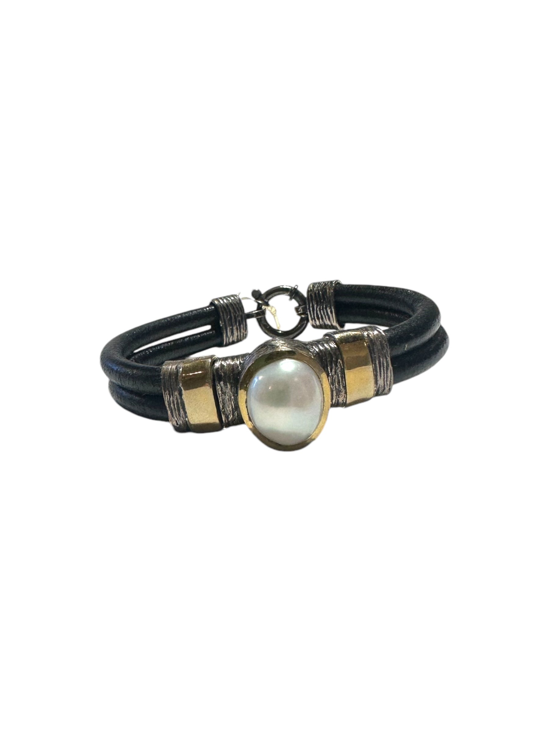 Gabriela Styliano Leather Band with Pearl Bracelet