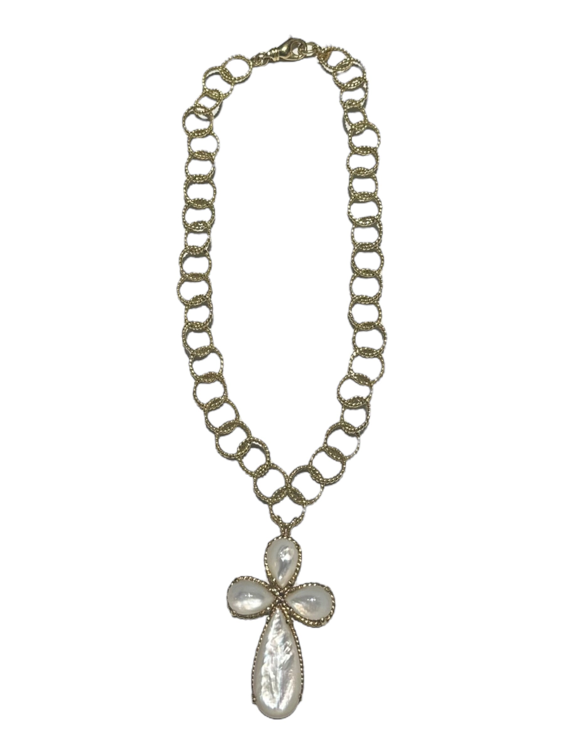 Cassis Mother of Pearl Cross Necklace