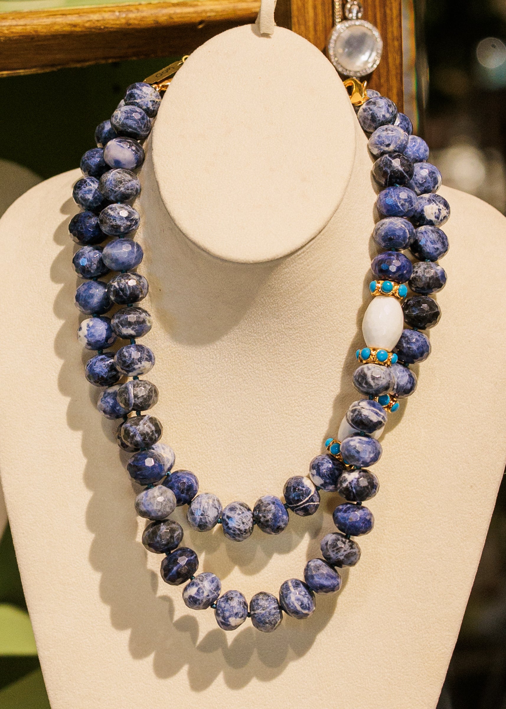 Sodalite Turqouise with White Agate Necklace