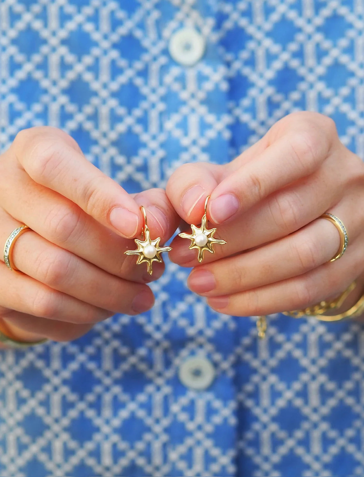 Goldbug Fresh Water Pearl Seastar Drop Earrings